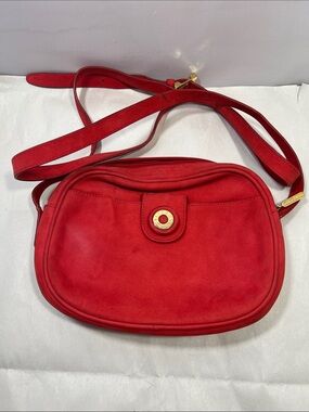 Tiffany & Co. Red Suede Crossbody with Gold Hardware,Authentic